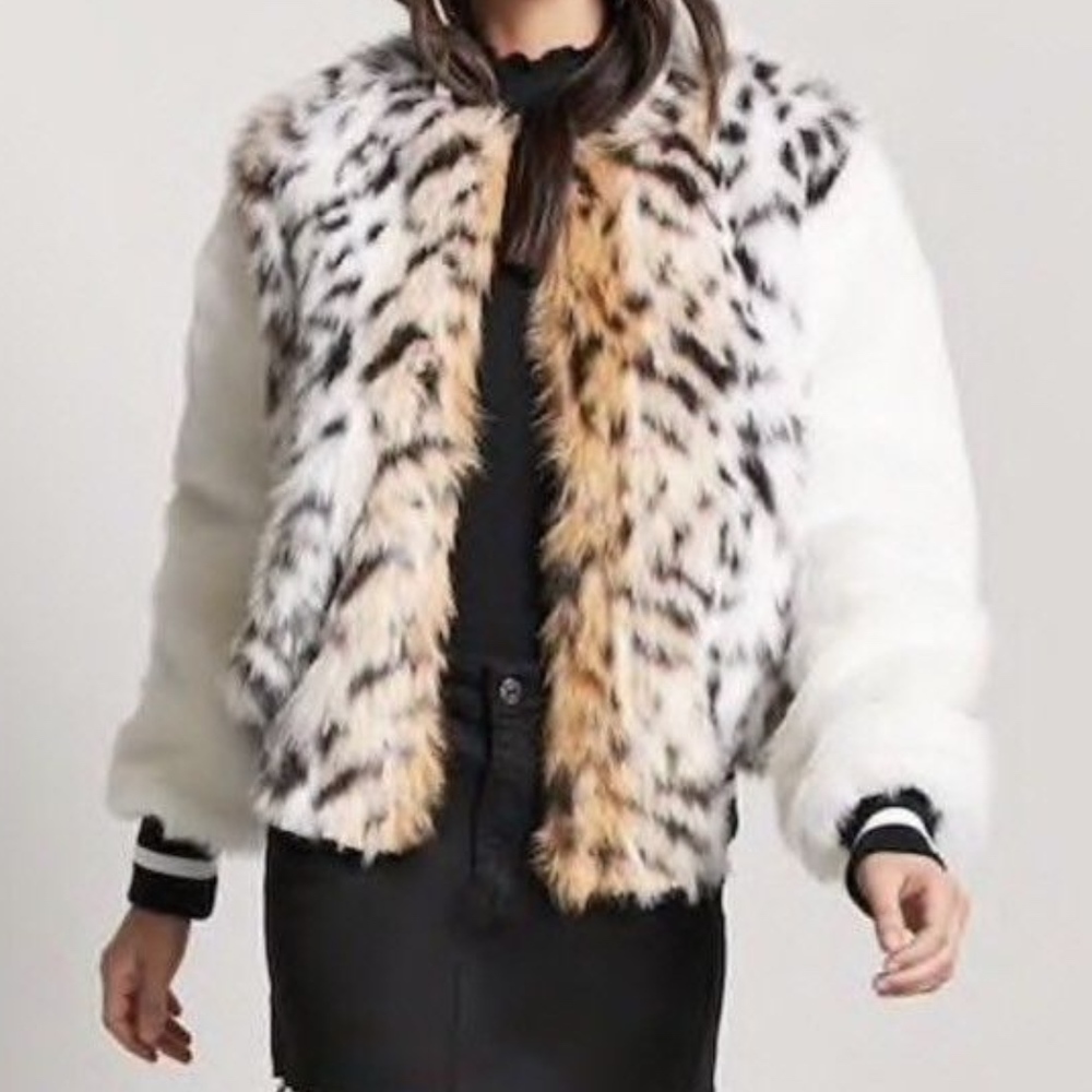 Forever 21 Faux Fur Varsity Coat